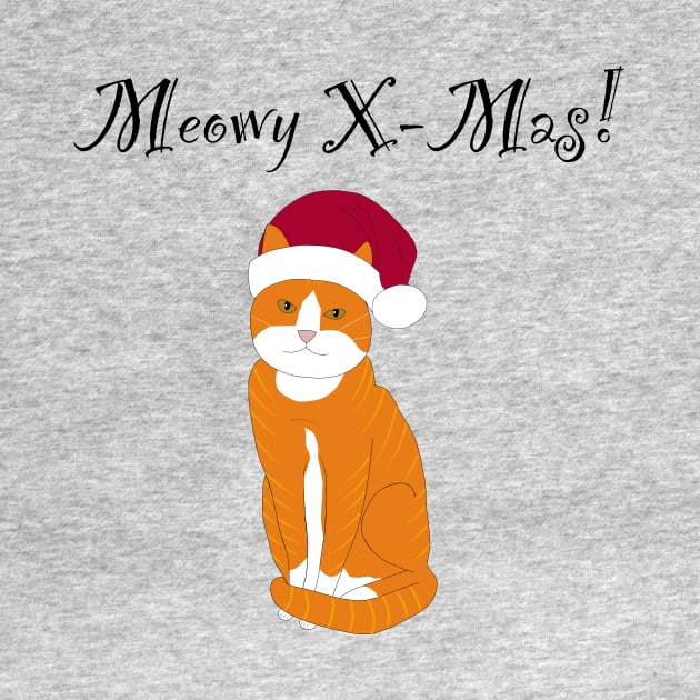 meowy X-mas santa hat - orange tabby by Lian's designs